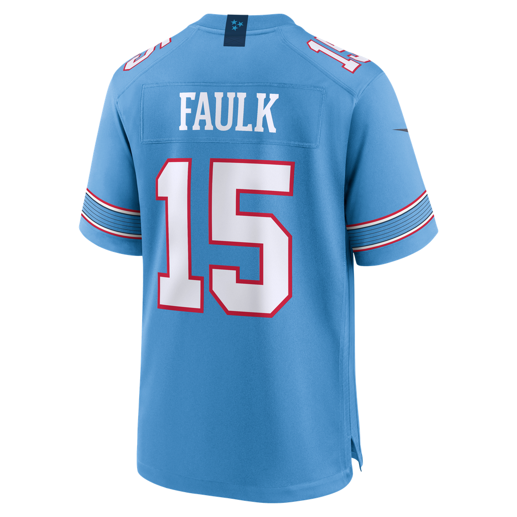 Men's Tennessee Titans Keldric Faulk Light Blue Team Game Jersey