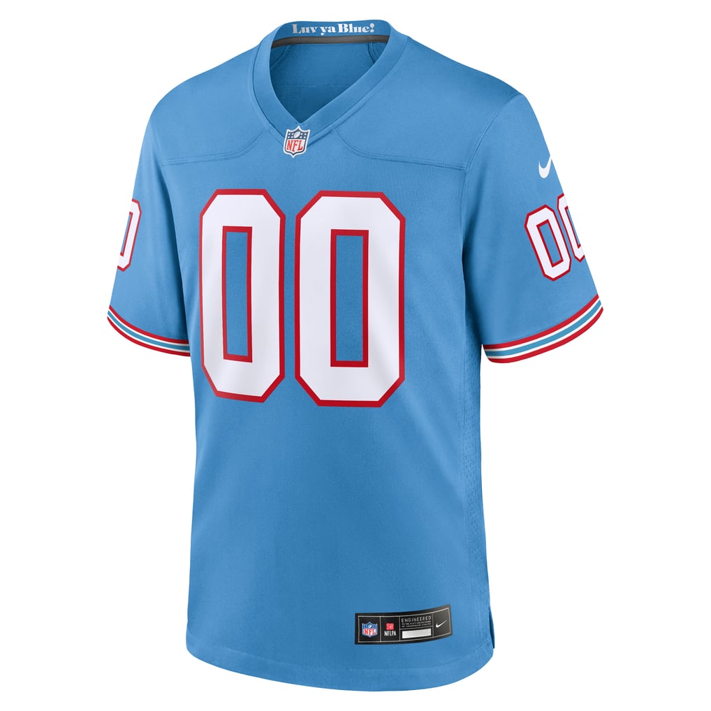 Men's Tennessee Titans Light Blue Oilers Throwback Custom Game Jersey