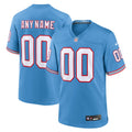 Men's Tennessee Titans Light Blue Oilers Throwback Custom Game Jersey