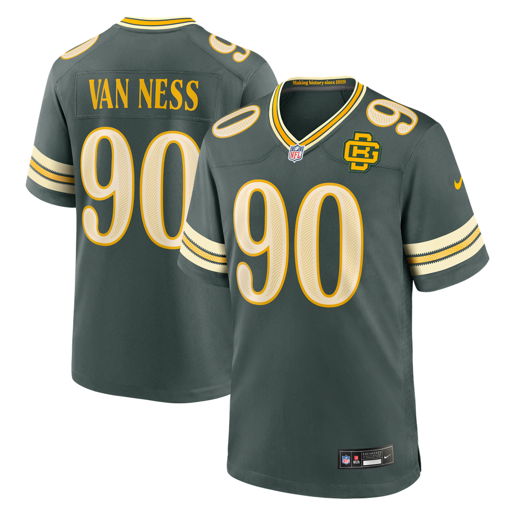 Men's Green Bay Packers Lukas Van Ness Green 2026 Rivalries Collection Game Jersey
