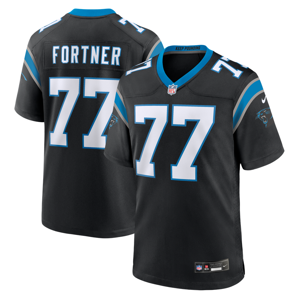 Men's Carolina Panthers Luke Fortner Black Team Game Jersey