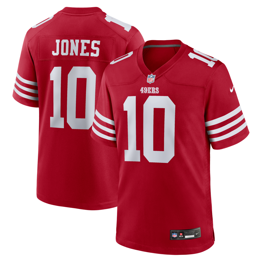 Men's San Francisco 49ers Mac Jones Scarlet Team Game Jersey