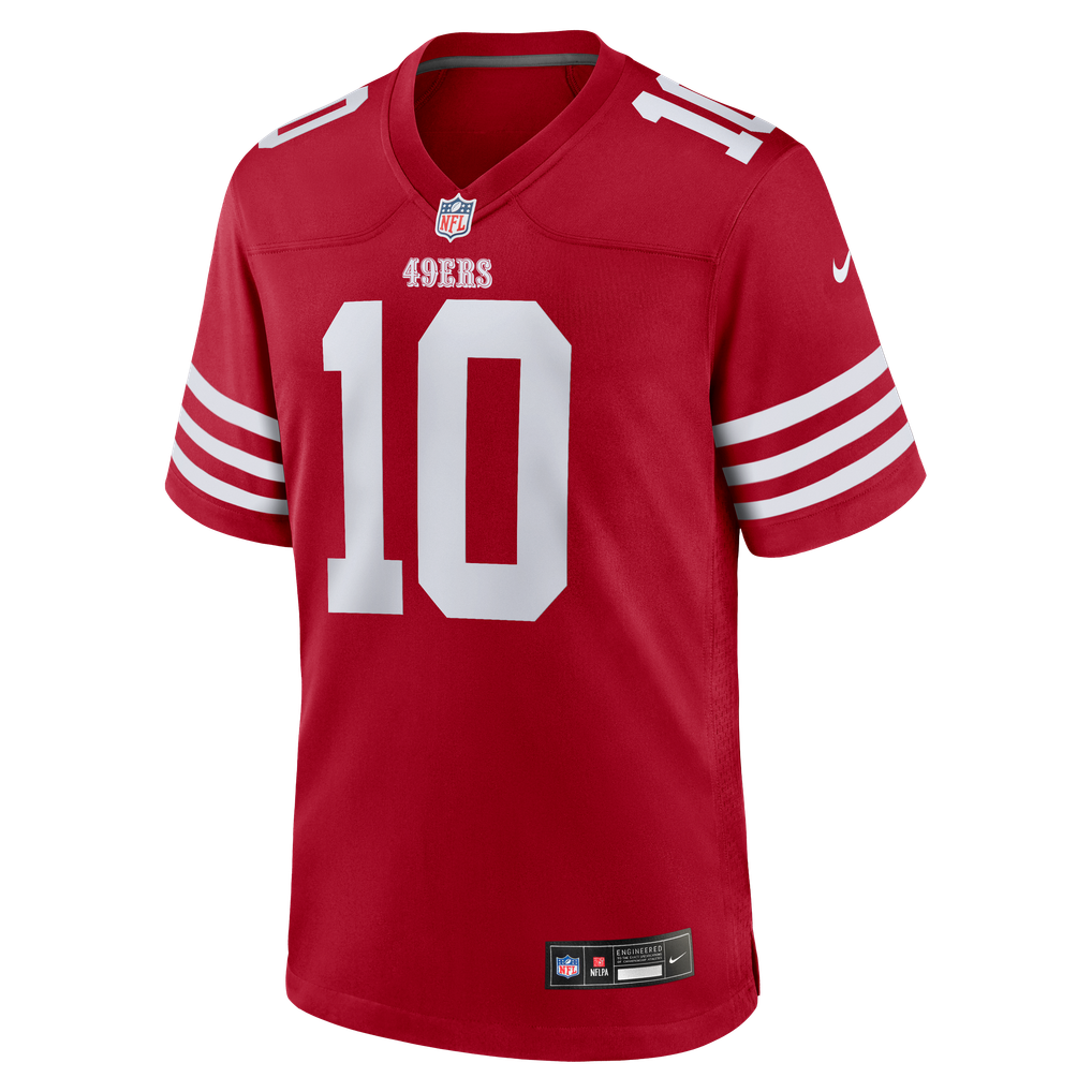 Men's San Francisco 49ers Mac Jones Scarlet Team Game Jersey
