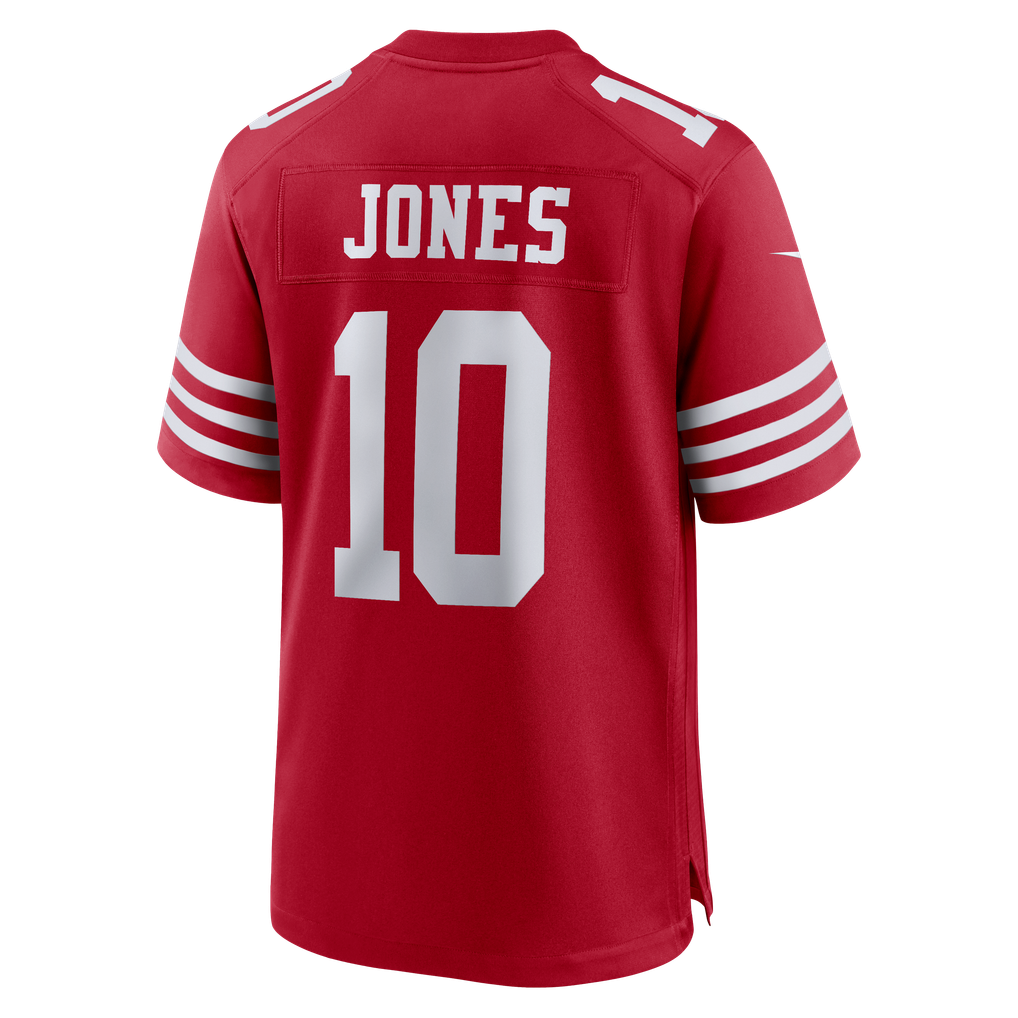 Men's San Francisco 49ers Mac Jones Scarlet Team Game Jersey