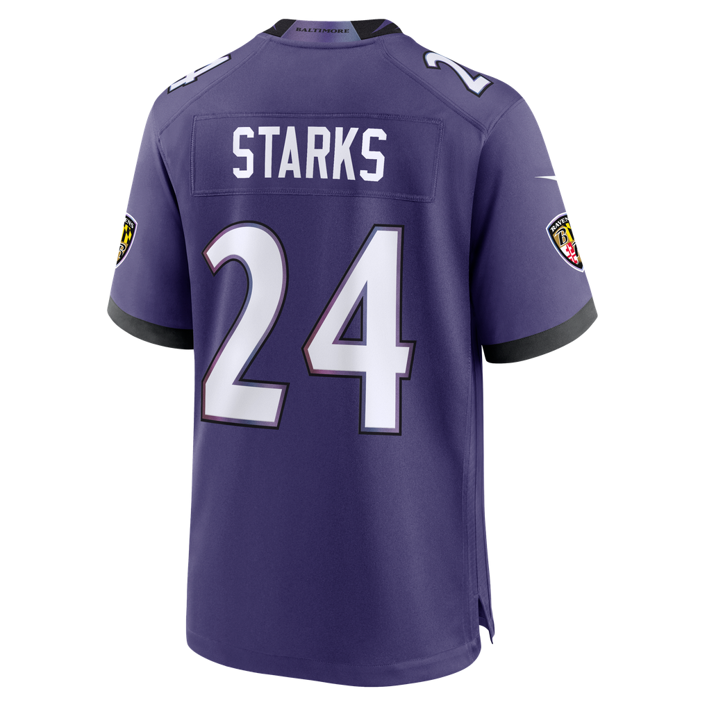 Men's Baltimore Ravens Malaki Starks Purple Team Game Jersey