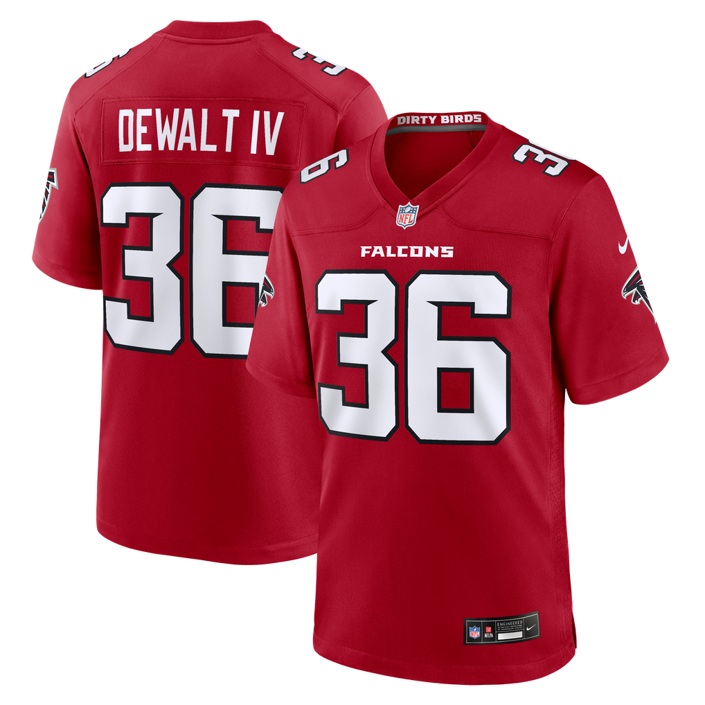 Men's Atlanta Falcons Malcolm DeWalt IV Red Team Game Jersey