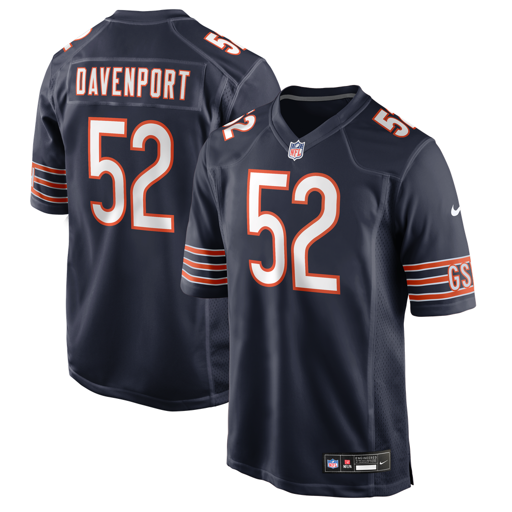 Men's Chicago Bears Marcus Davenport Navy Team Game Jersey