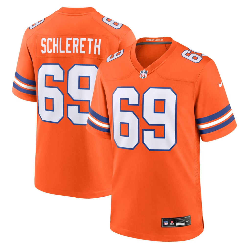 Men's Denver Broncos Mark Schlereth Orange Retired Player Alternate Game Jersey