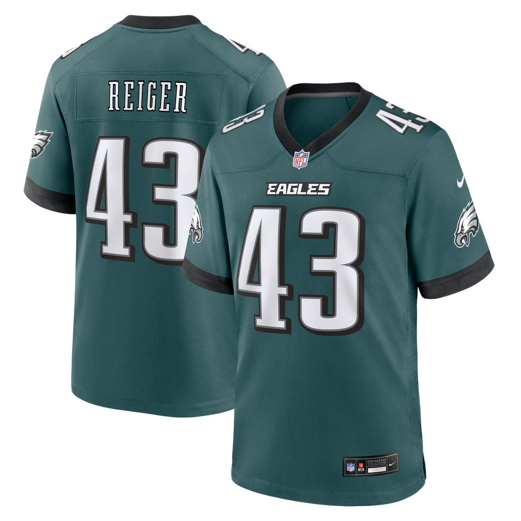 Men's Philadelphia Eagles Mason Reiger Midnight Green Team Game Jersey