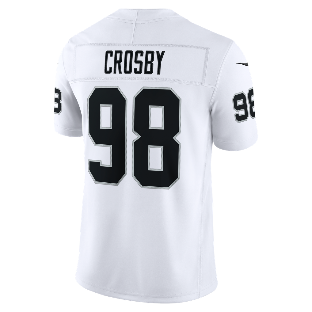 Men's Las Vegas Raiders Maxx Crosby White Vapor F.U.S.E. Stitched Limited Jersey