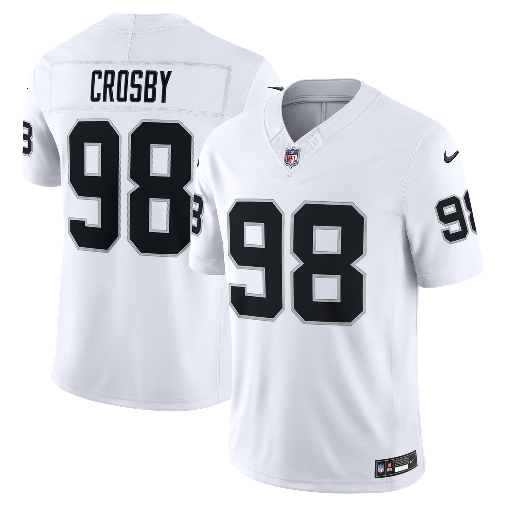 Men's Las Vegas Raiders Maxx Crosby White Vapor F.U.S.E. Stitched Limited Jersey