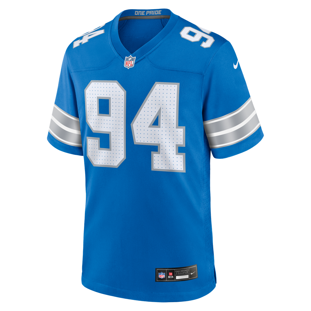 Men's Detroit Lions Mekhi Wingo Blue Team Game Jersey
