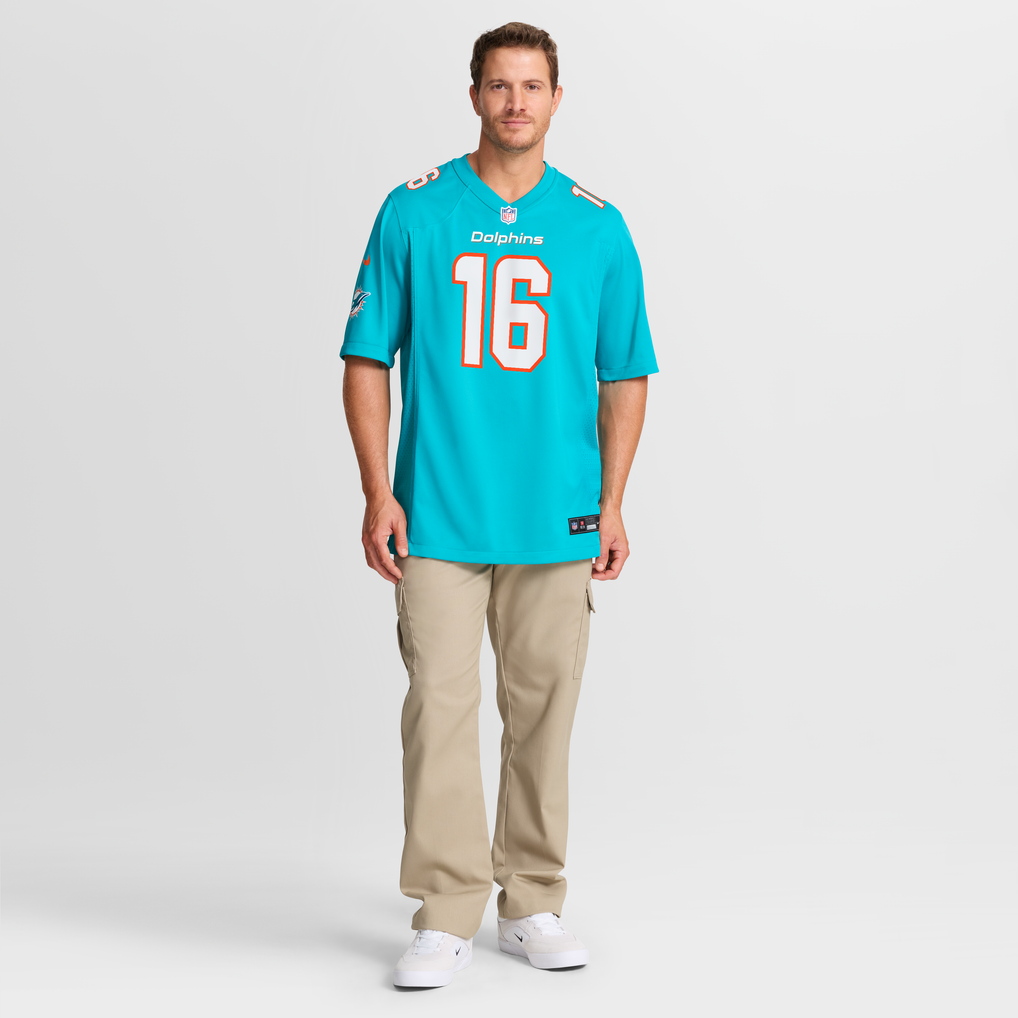 Men's Miami Dolphins Michael Taaffe Aqua Team Game Jersey
