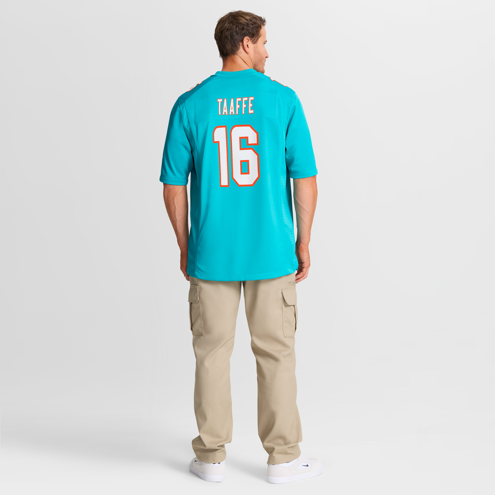 Men's Miami Dolphins Michael Taaffe Aqua Team Game Jersey