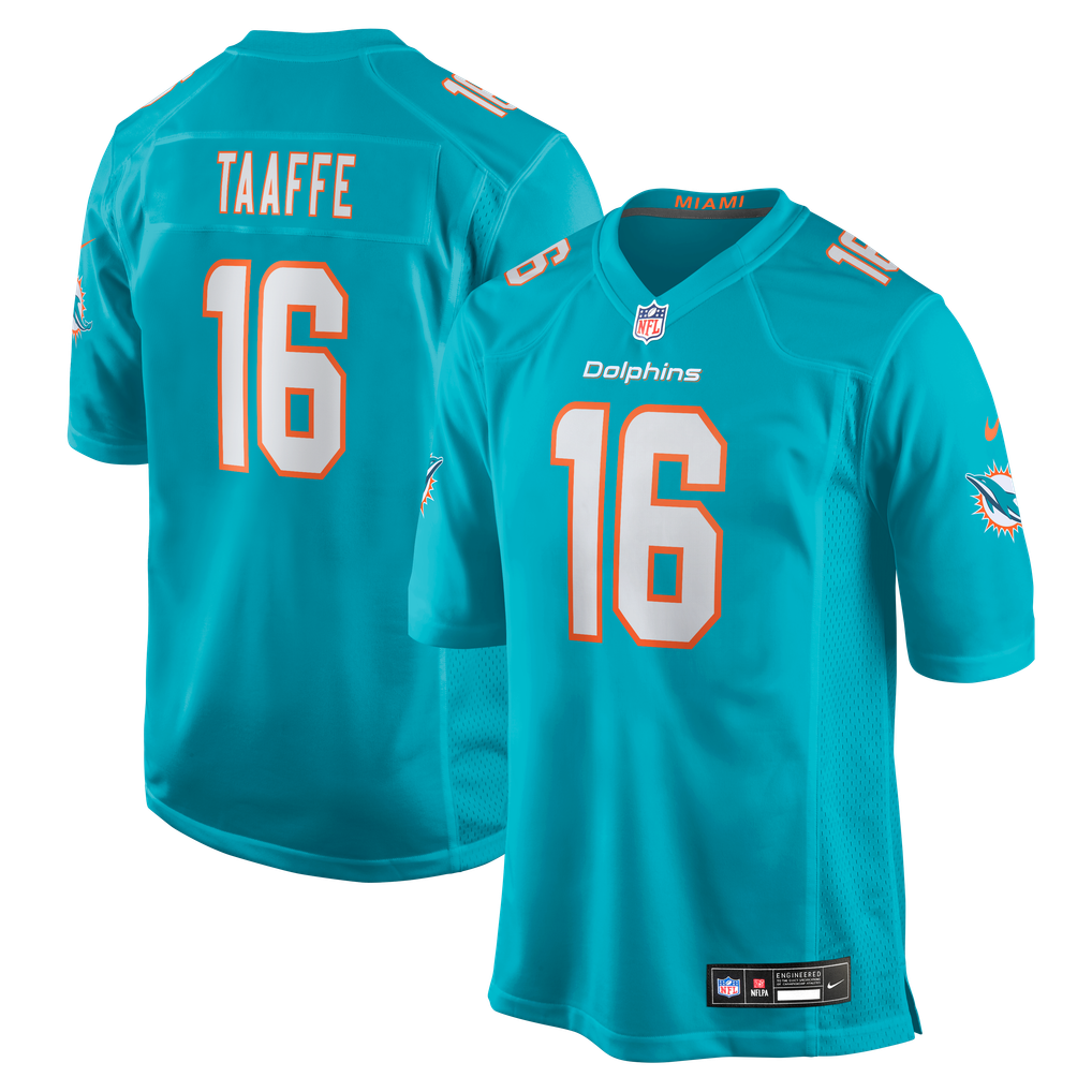 Men's Miami Dolphins Michael Taaffe Aqua Team Game Jersey