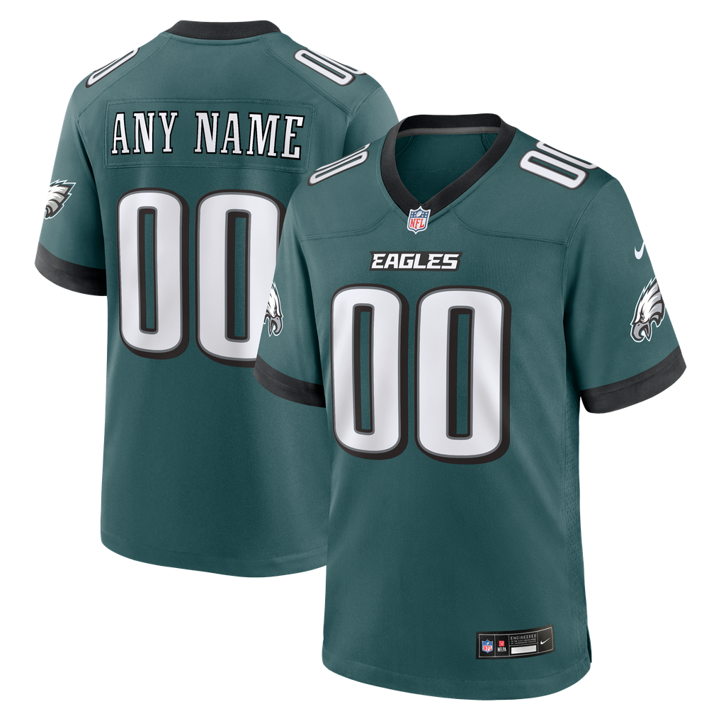 Men's Philadelphia Eagles Midnight Green Team Custom Game Jersey