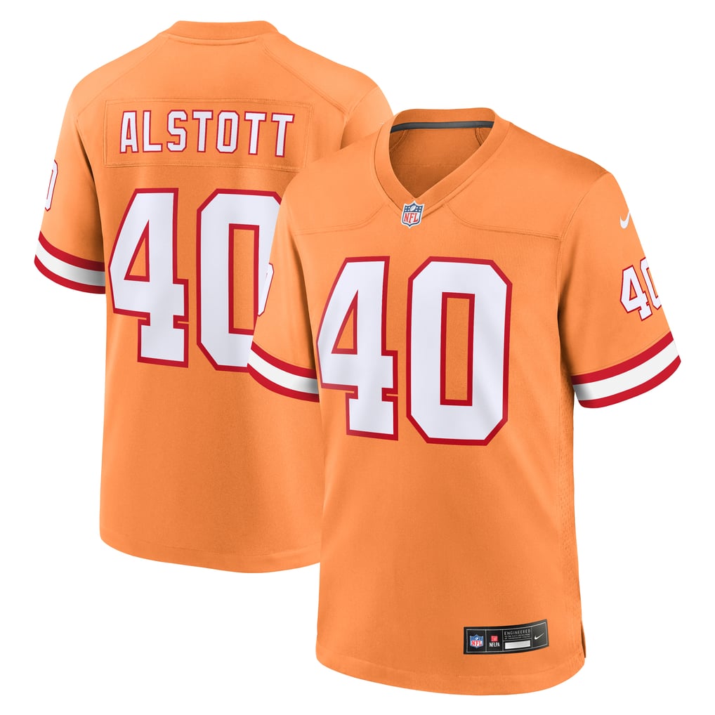 Men's Tampa Bay Buccaneers Mike Alstott Orange Throwback Game Jersey