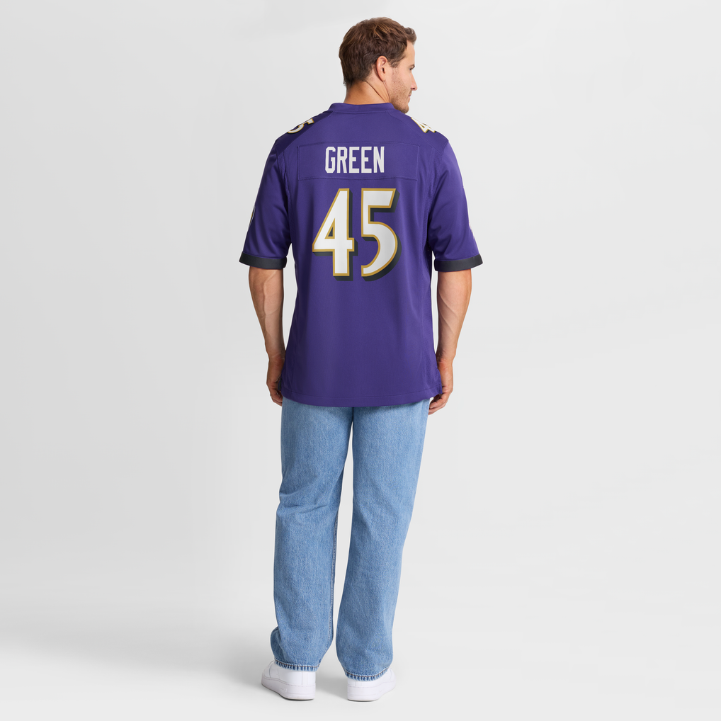 Men's Baltimore Ravens Mike Green Purple Team Game Jersey