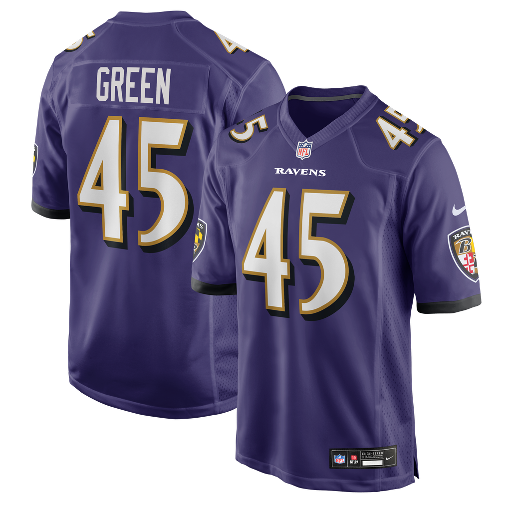 Men's Baltimore Ravens Mike Green Purple Team Game Jersey