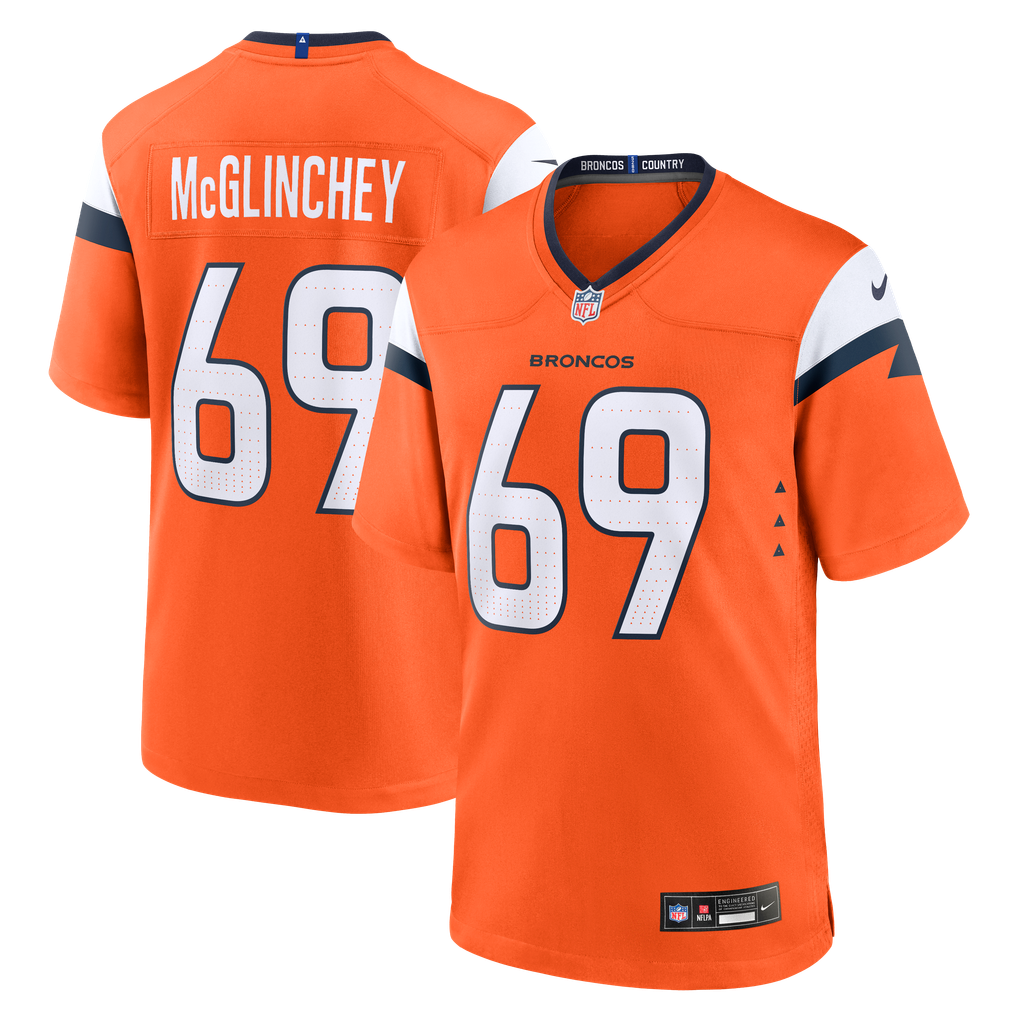 Men's Denver Broncos Mike McGlinchey Orange Team Game Jersey