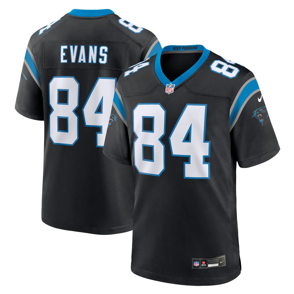 Men's Carolina Panthers Mitchell Evans Black Team Game Jersey