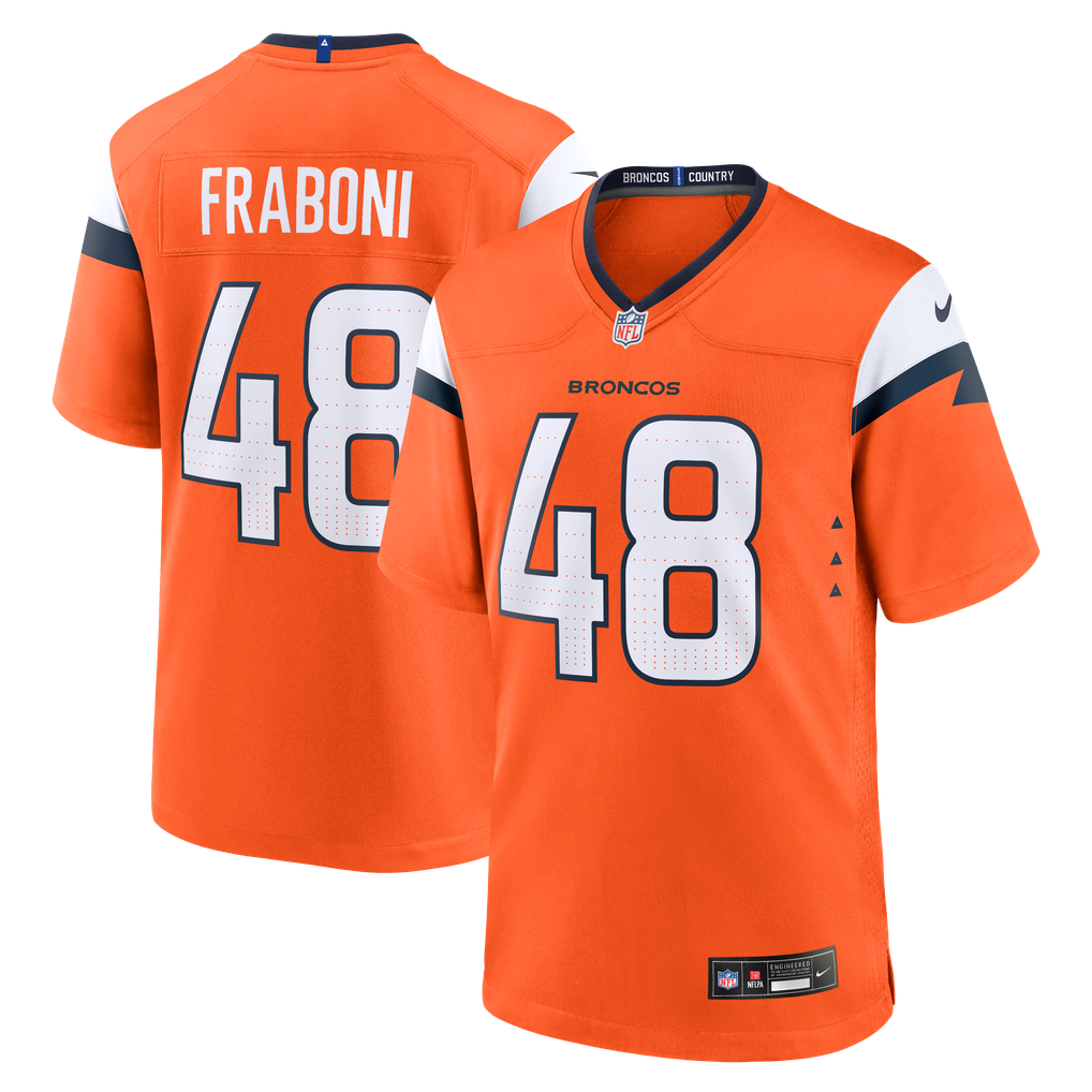 Men's Denver Broncos Mitchell Fraboni Orange Team Game Jersey