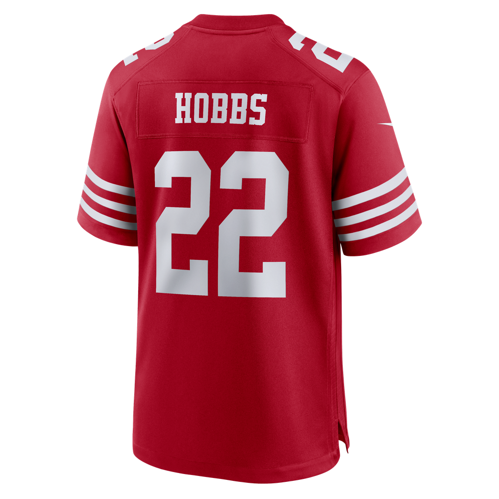 Men's San Francisco 49ers Nate Hobbs Scarlet Team Game Jersey