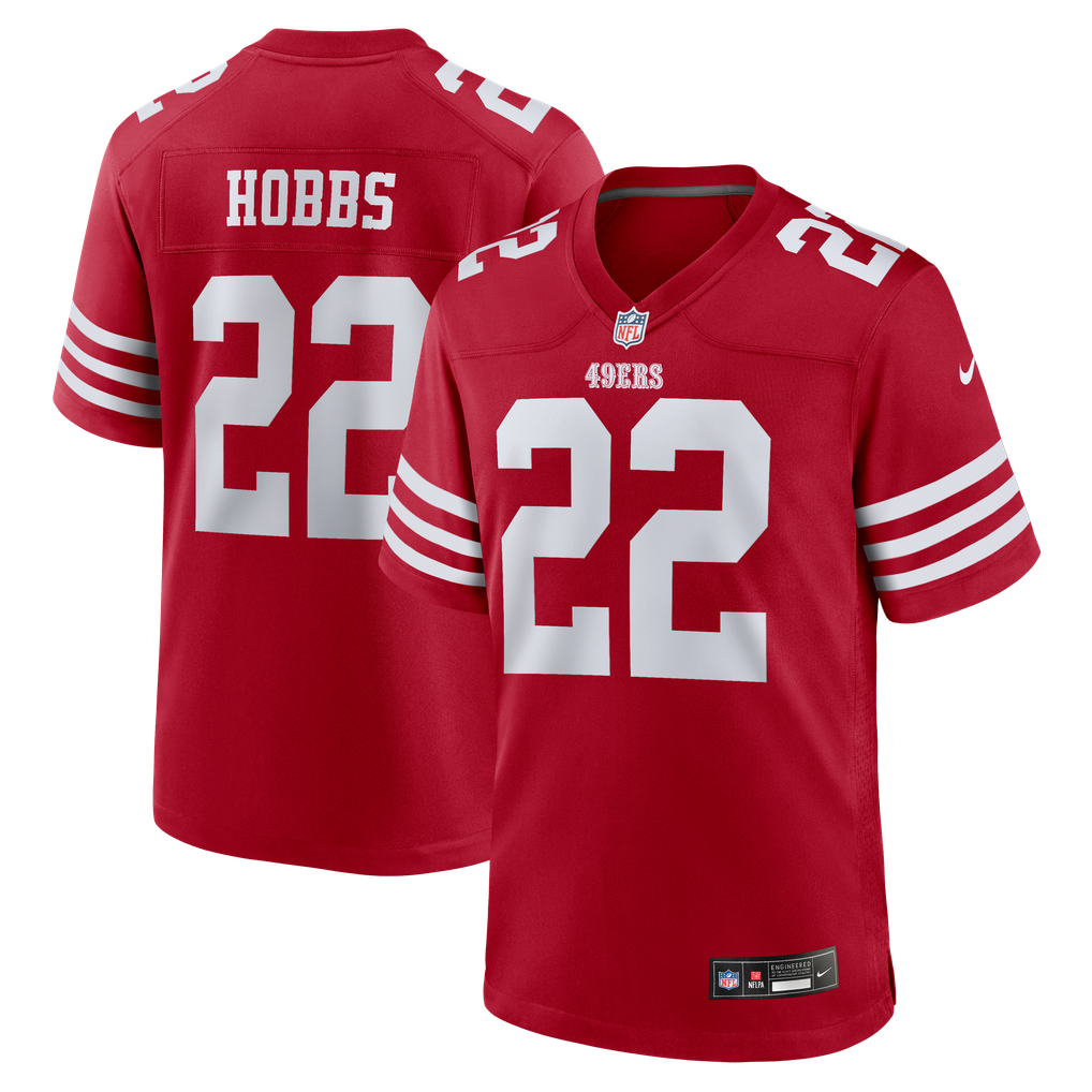 Men's San Francisco 49ers Nate Hobbs Scarlet Team Game Jersey