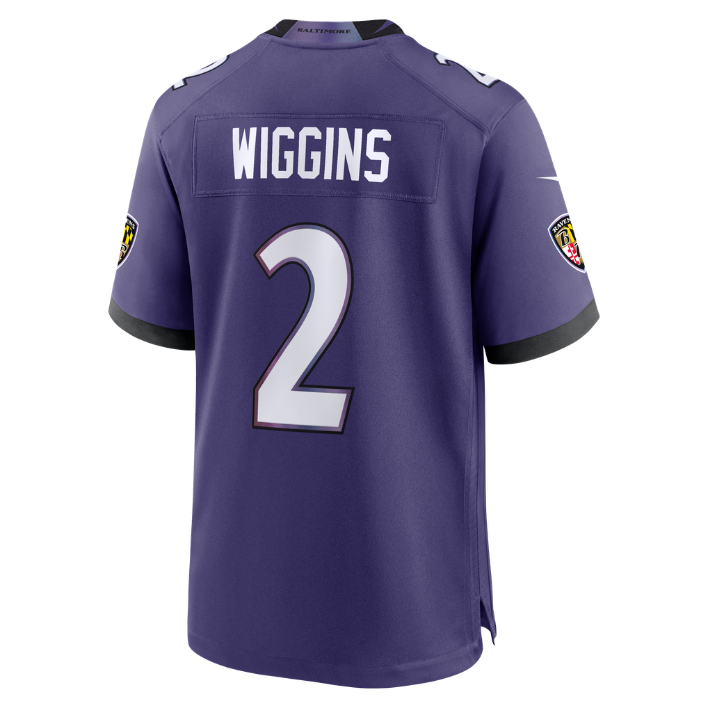 Men's Baltimore Ravens Nate Wiggins Purple Team Game Jersey