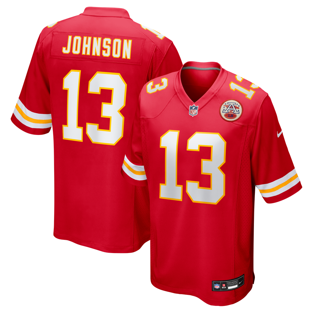 Men's Kansas City Chiefs Nazeeh Johnson Red Game Player Jersey