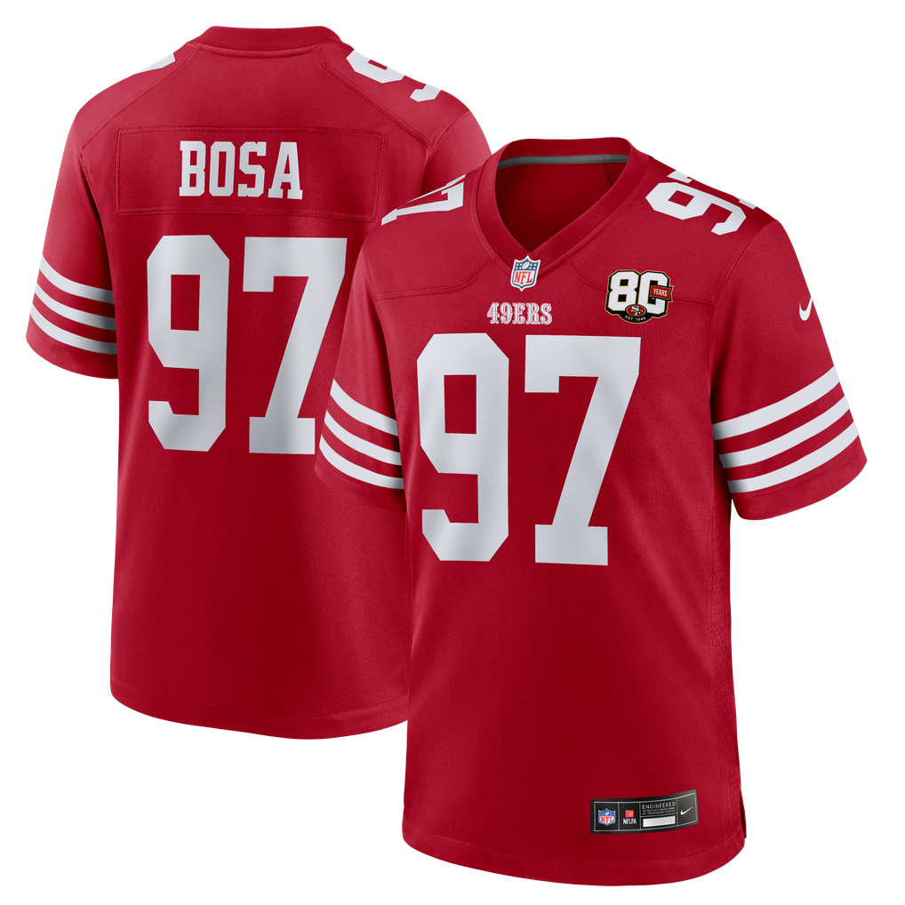 Men's San Francisco 49ers Nick Bosa Scarlet 80th Anniversary Game Jersey