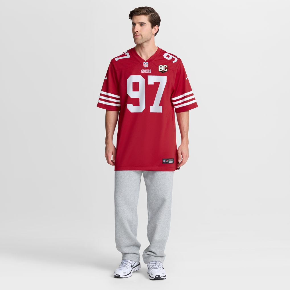Men's San Francisco 49ers Nick Bosa Scarlet 80th Anniversary Game Jersey