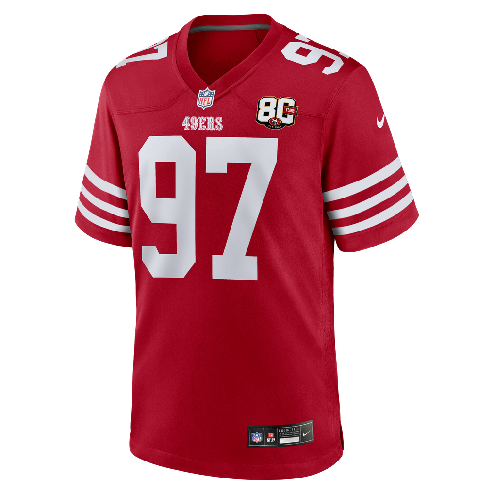 Men's San Francisco 49ers Nick Bosa Scarlet 80th Anniversary Game Jersey