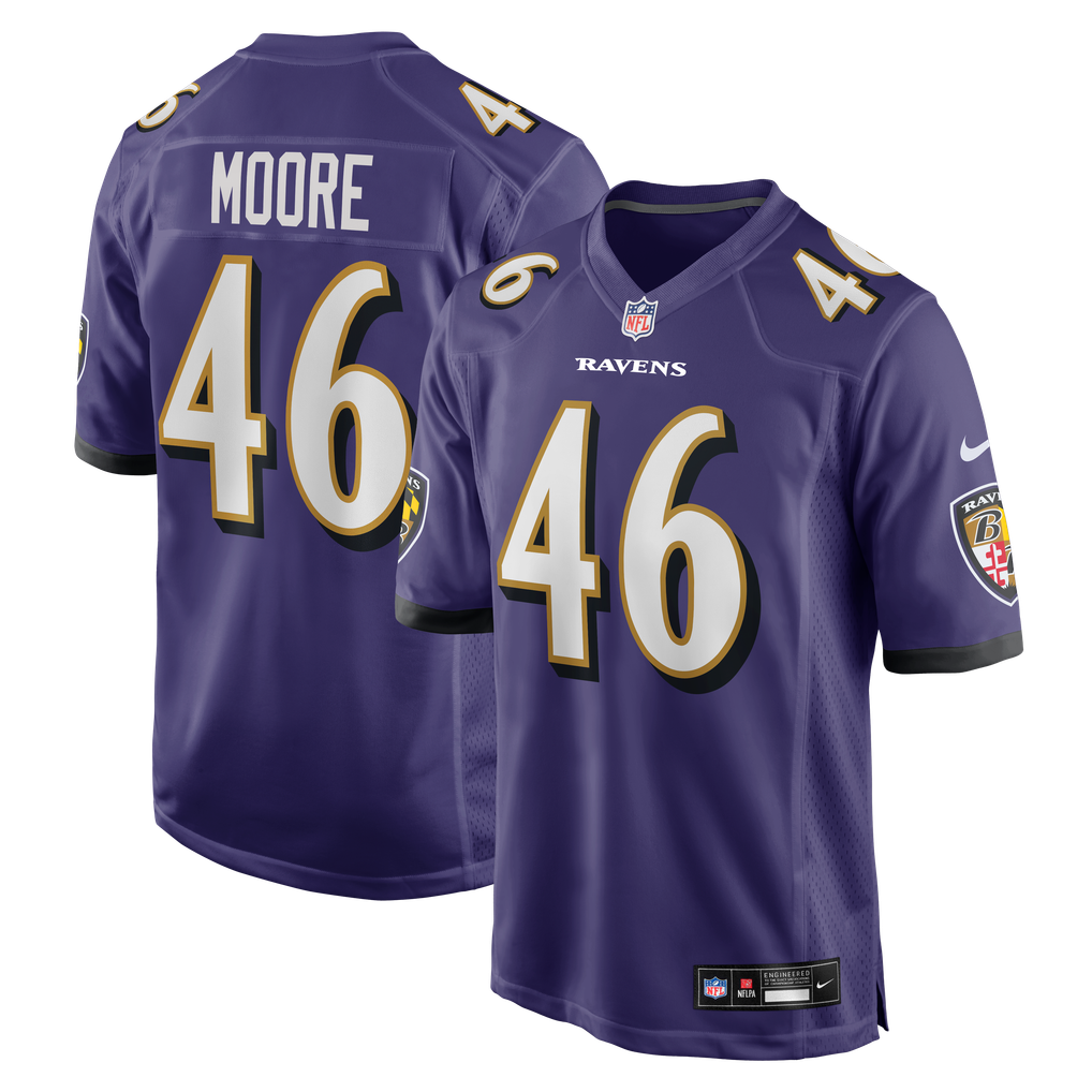 Men's Baltimore Ravens Nick Moore Purple Game Jersey