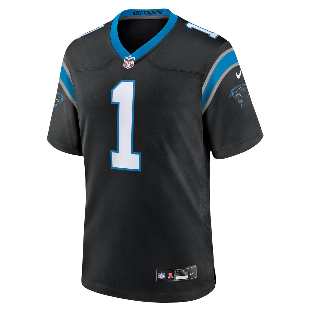 Men's Carolina Panthers Number 1 Dad Black Game Jersey