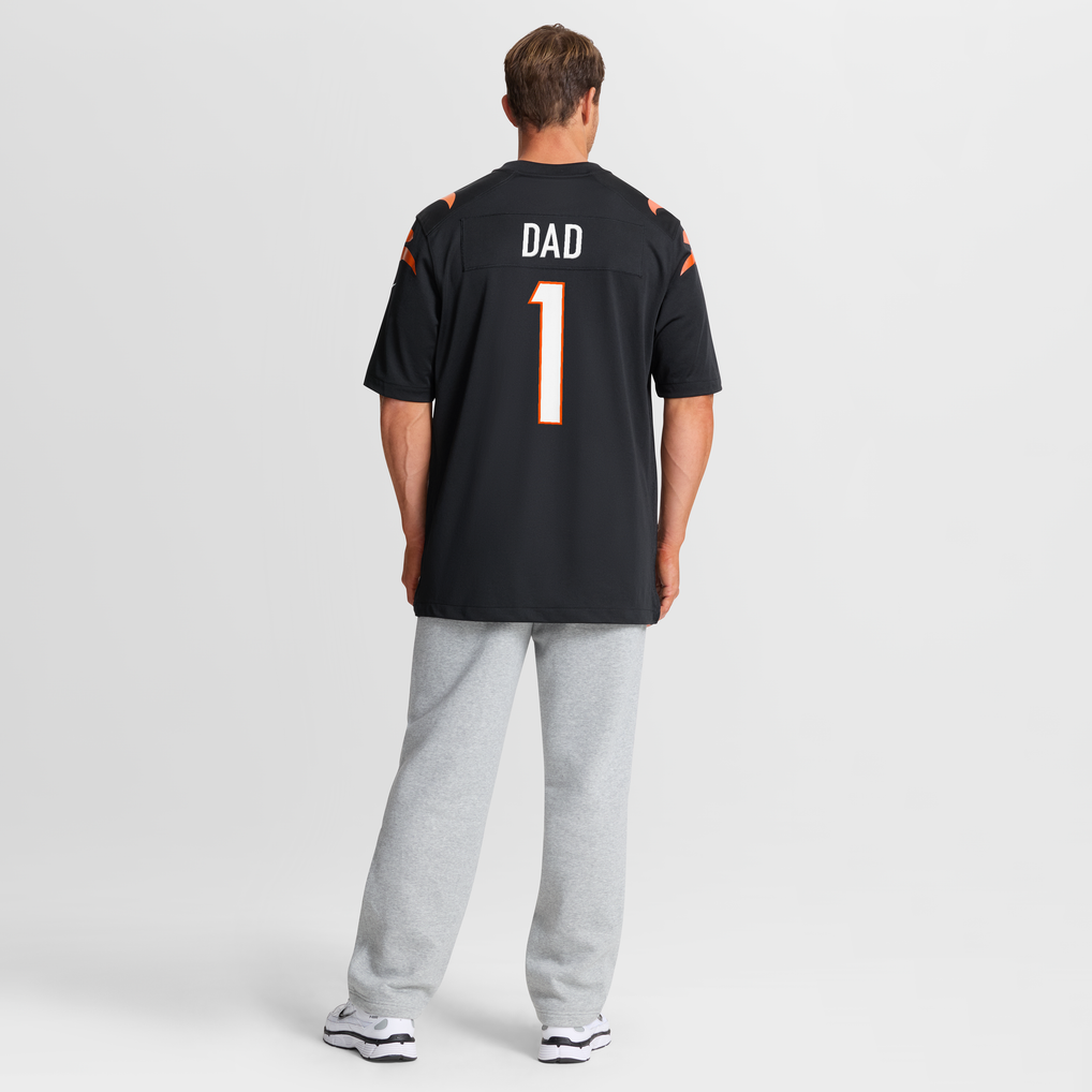Men's Cincinnati Bengals Number 1 Dad Black Game Jersey