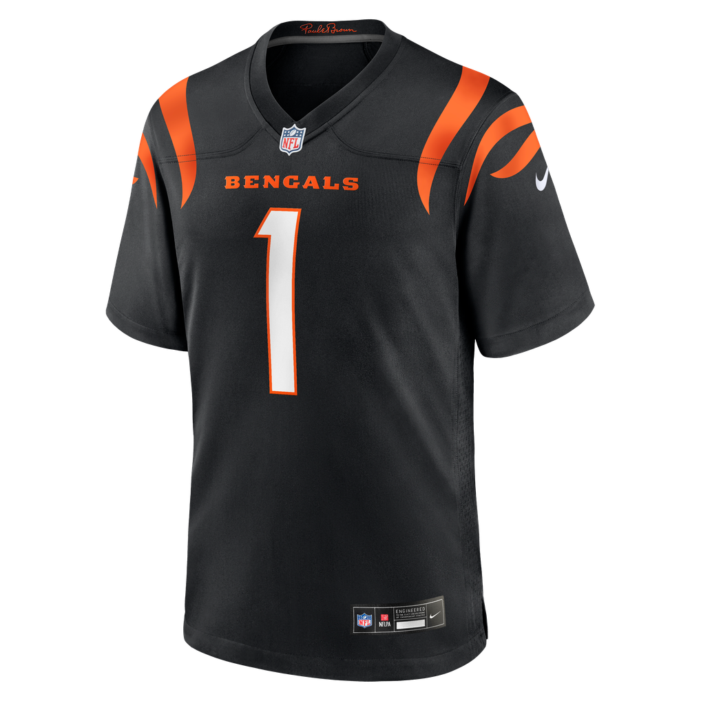 Men's Cincinnati Bengals Number 1 Dad Black Game Jersey