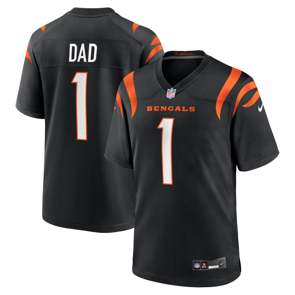Men's Cincinnati Bengals Number 1 Dad Black Game Jersey