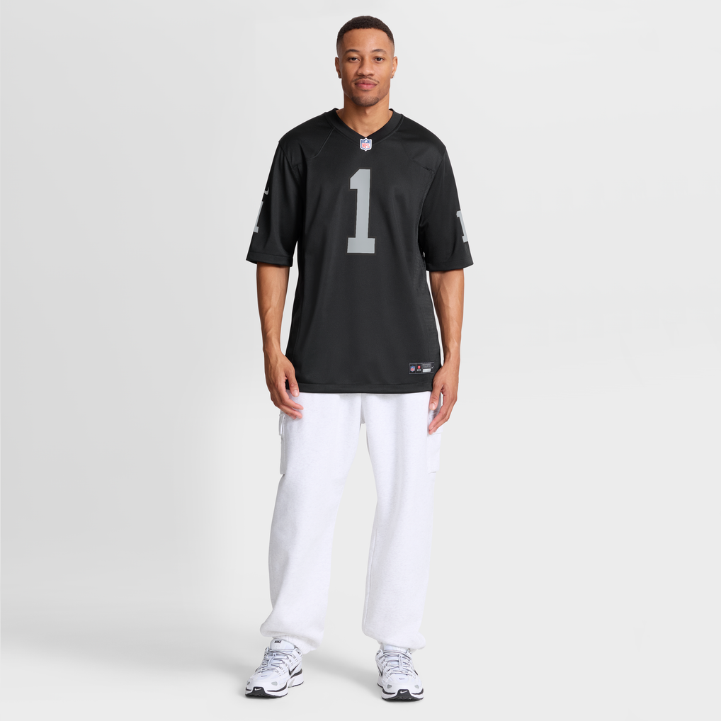 Men's Las Vegas Raiders Number 1 Dad Black Game Jersey