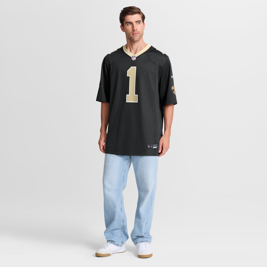Men's New Orleans Saints Number 1 Dad Black Game Jersey