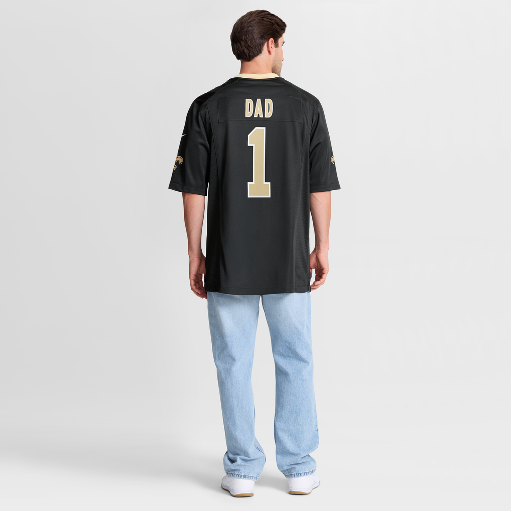 Men's New Orleans Saints Number 1 Dad Black Game Jersey