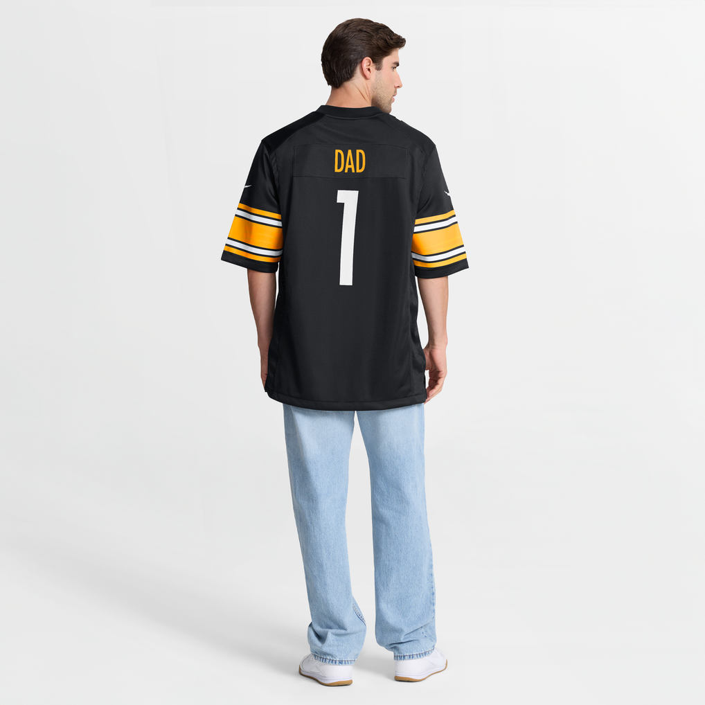 Men's Pittsburgh Steelers Number 1 Dad Black Game Jersey
