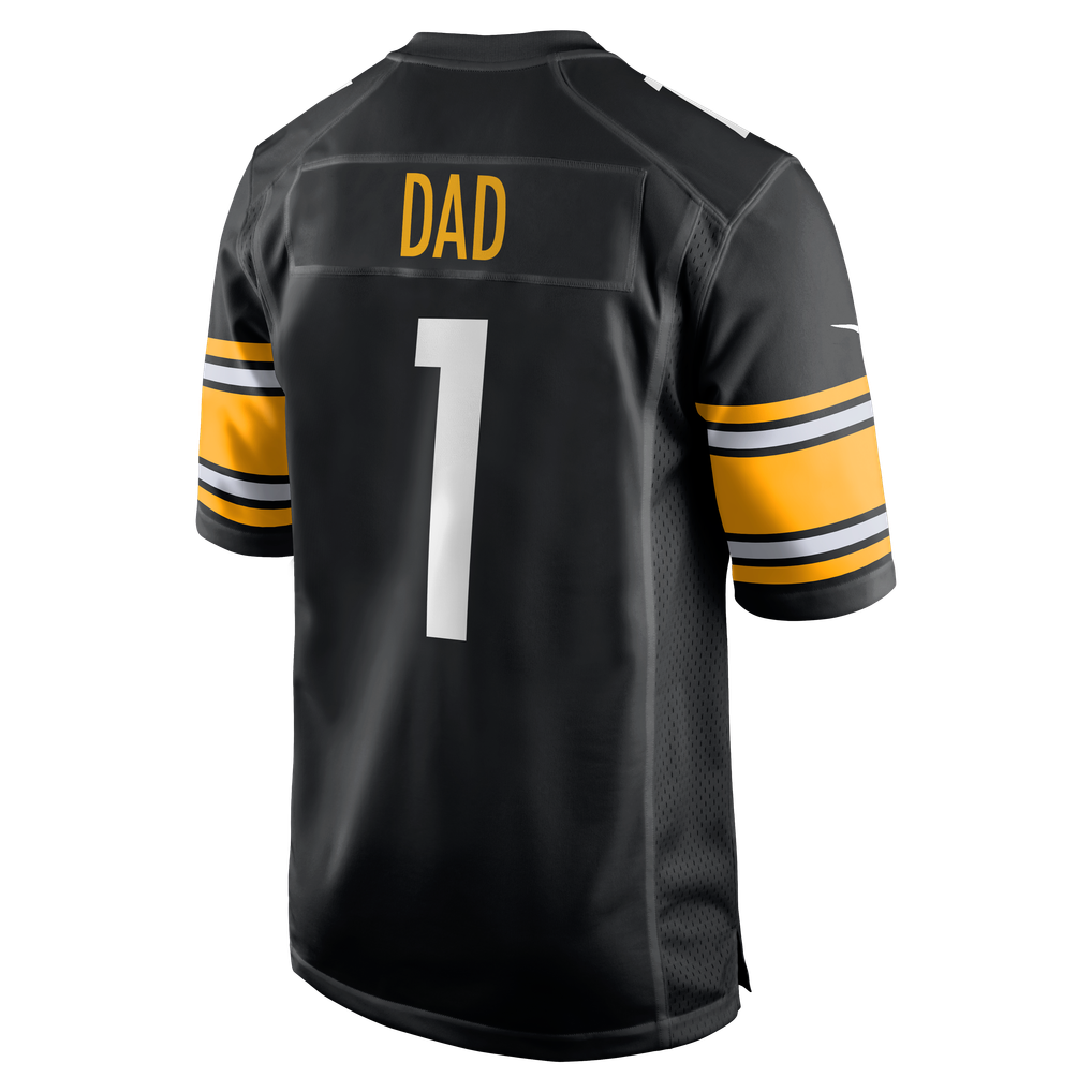 Men's Pittsburgh Steelers Number 1 Dad Black Game Jersey