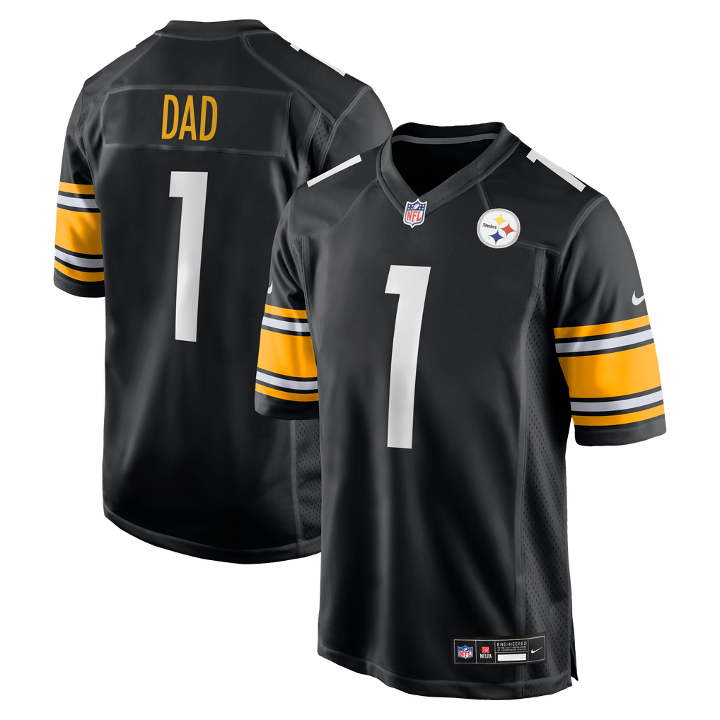 Men's Pittsburgh Steelers Number 1 Dad Black Game Jersey