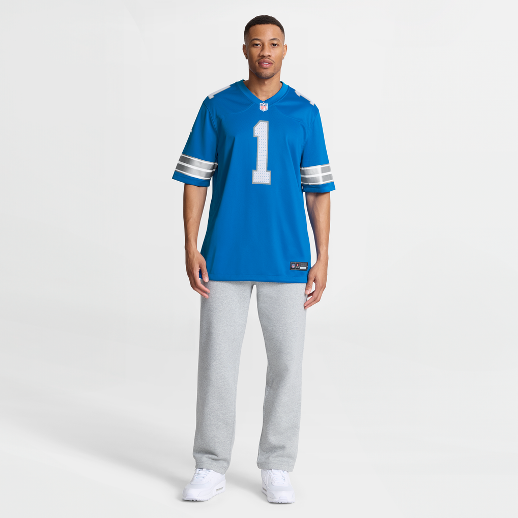 Men's Detroit Lions Number 1 Dad Blue Game Jersey