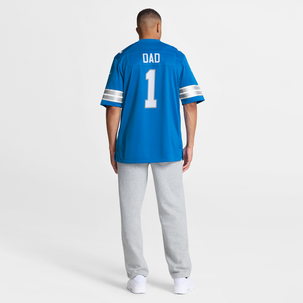 Men's Detroit Lions Number 1 Dad Blue Game Jersey