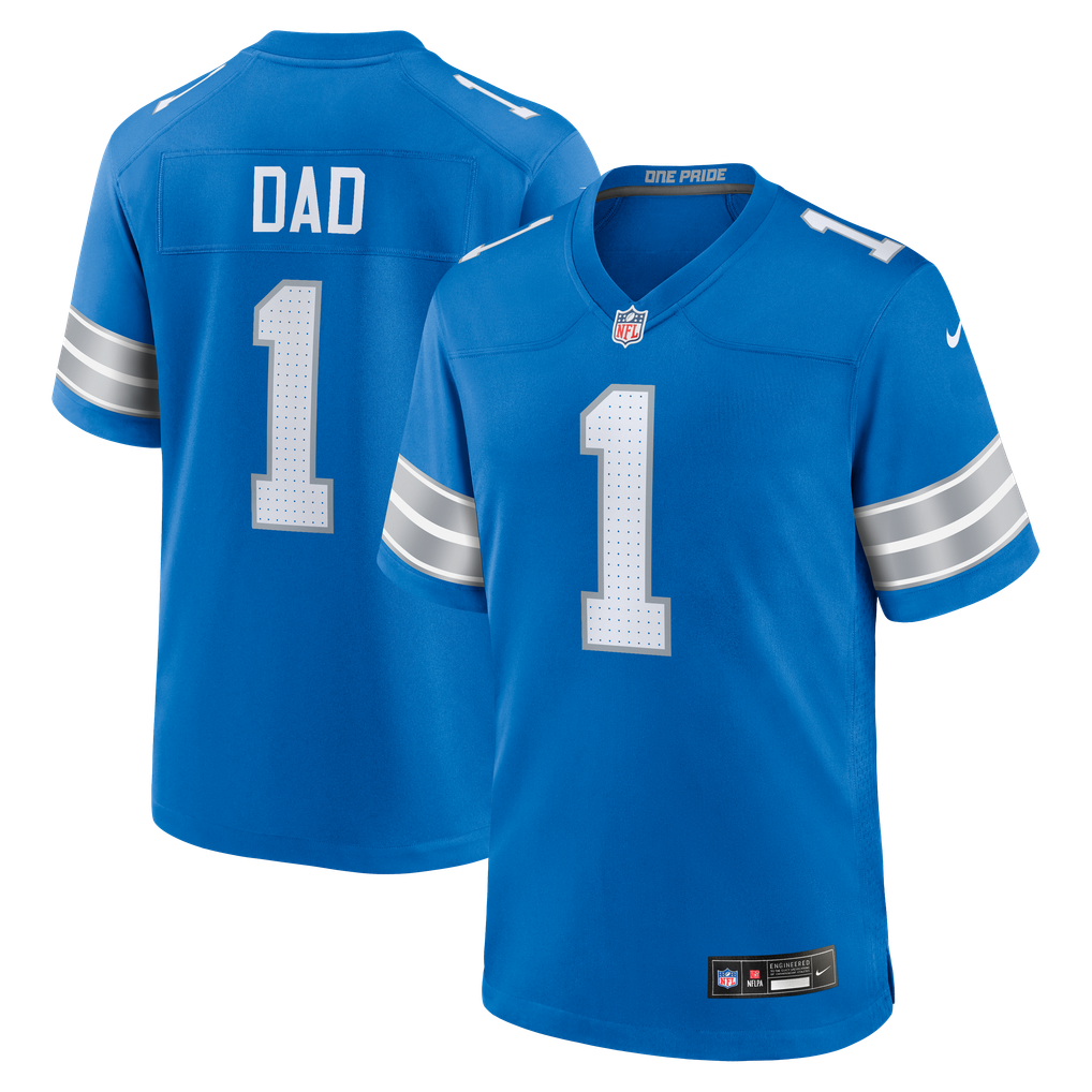 Men's Detroit Lions Number 1 Dad Blue Game Jersey