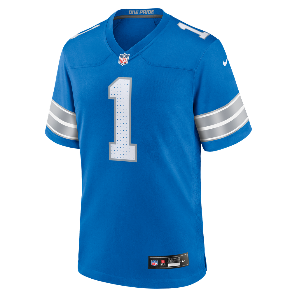 Men's Detroit Lions Number 1 Dad Blue Game Jersey