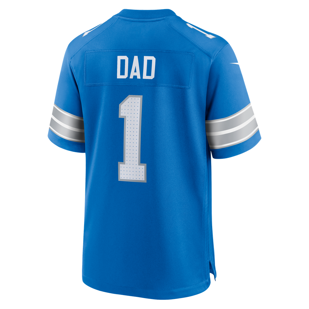 Men's Detroit Lions Number 1 Dad Blue Game Jersey