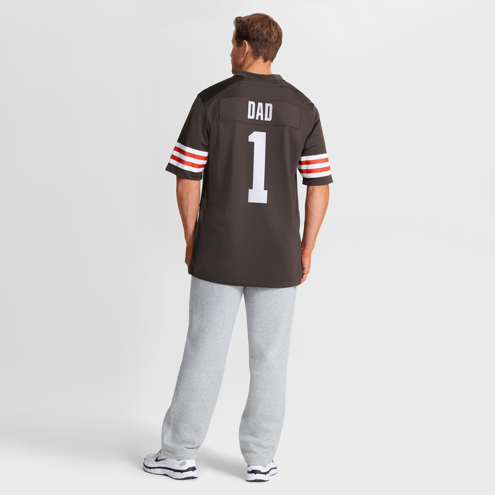 Men's Cleveland Browns Number 1 Dad Brown Game Jersey
